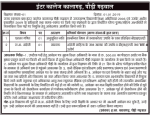 Lecturer & LT Recruitment in Inter College Kalagarh, Pauri Garhwal