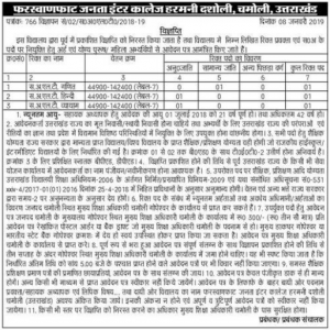 Assistant Teacher (LT) Recruitment in Janta Inter College, Harmani Dasholi, Chamoli